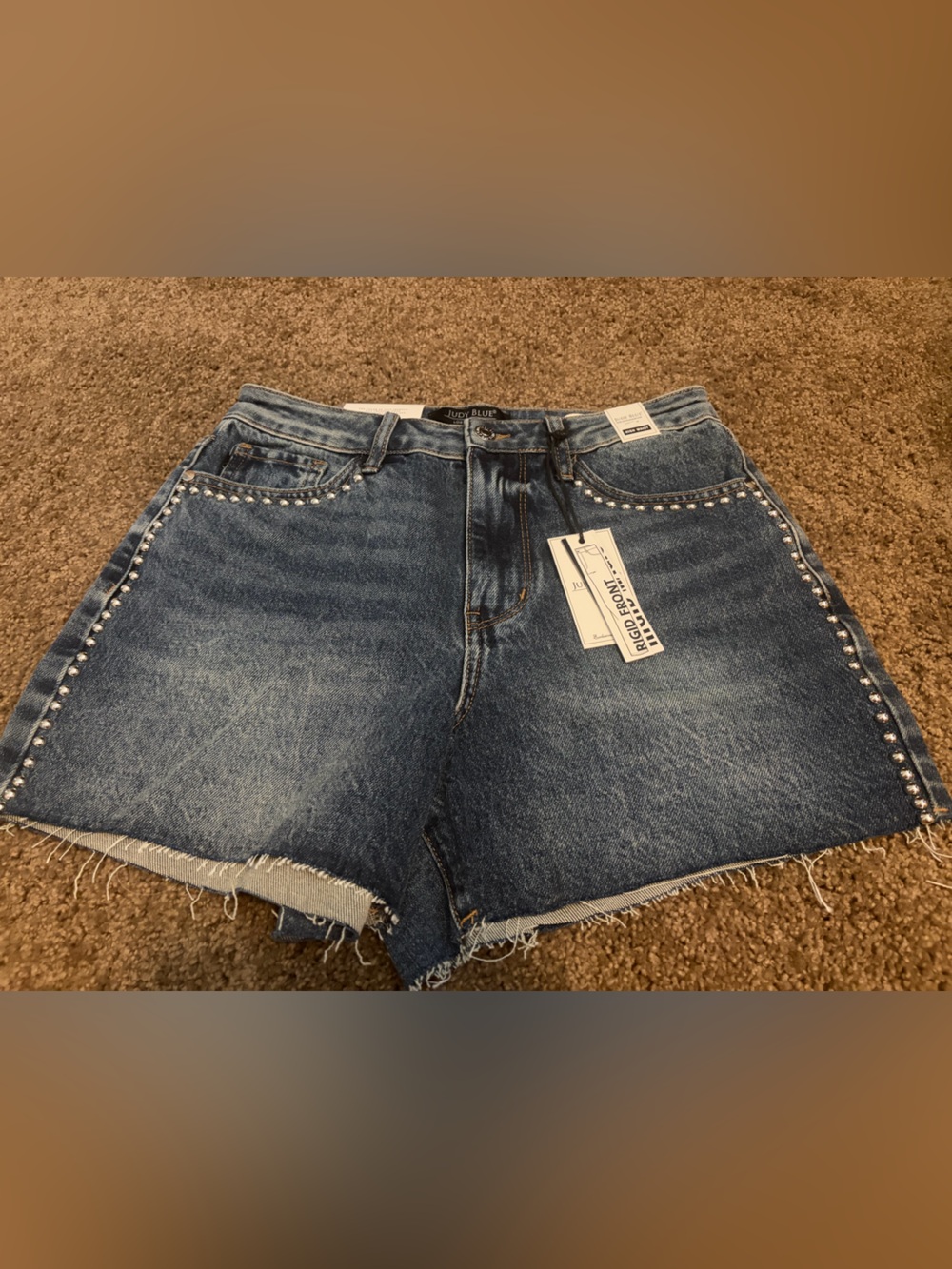 Judy Blue Medium Wash Studded Denim Jean Shorts